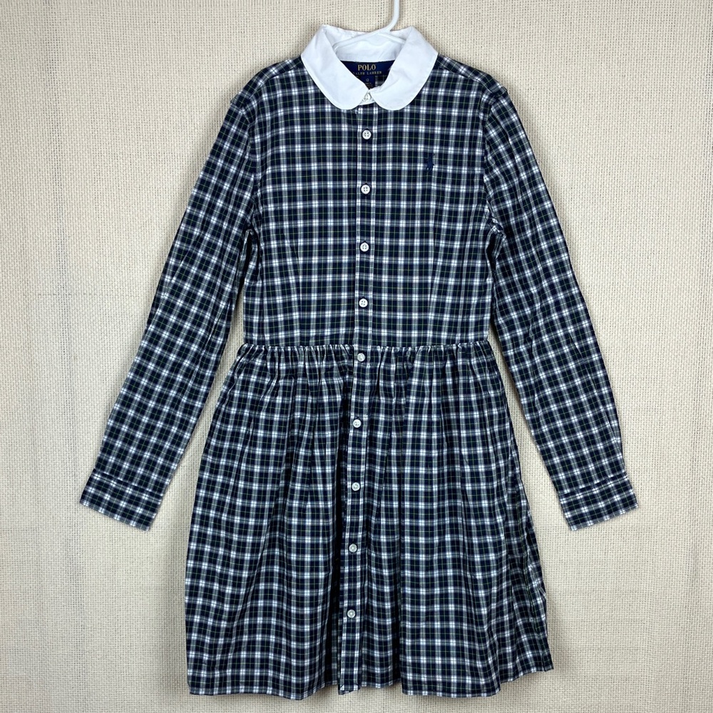 POLO Ralph Lauren Plaid Preppy Dress White Collar NWT